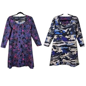 Animapop Reversible Dress Abstract Floral + Camo Blue Pink OS Travel Friendly